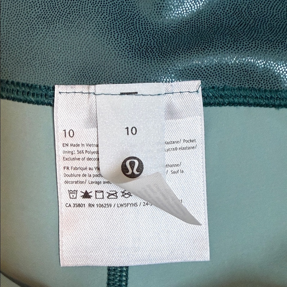 Lululemon Peloton Green Ombre Foil Wunder train 25” Leggings, EUC, sz 10 - Picture 8 of 11